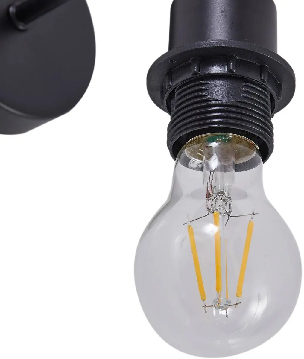 Lindby Wandlamp Bamboe Metaal 1 Licht E27 - Zwart