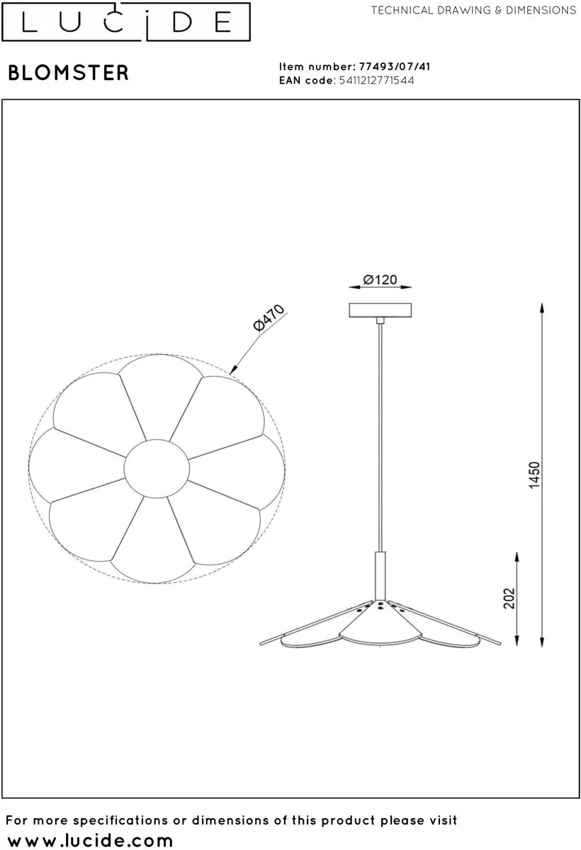 Lucide Blomster Hanglamp Ø47cm - LED 9W 2850K Taupe