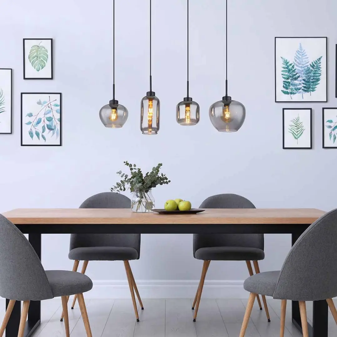 Globo Hanglamp E27 4 Lichtpunten - Zwart