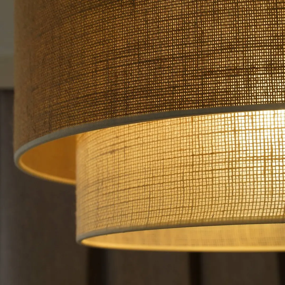 Euluna Plafondlamp 1 Licht - Ø45cm - Jute - E27 - Natuurlijk Bruin/Wit