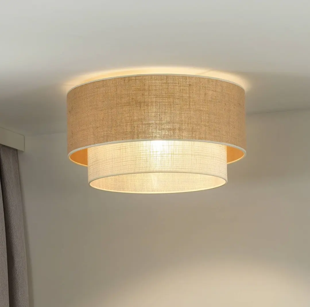 Euluna Plafondlamp 1 Licht - Ø45cm - Jute - E27 - Natuurlijk Bruin/Wit