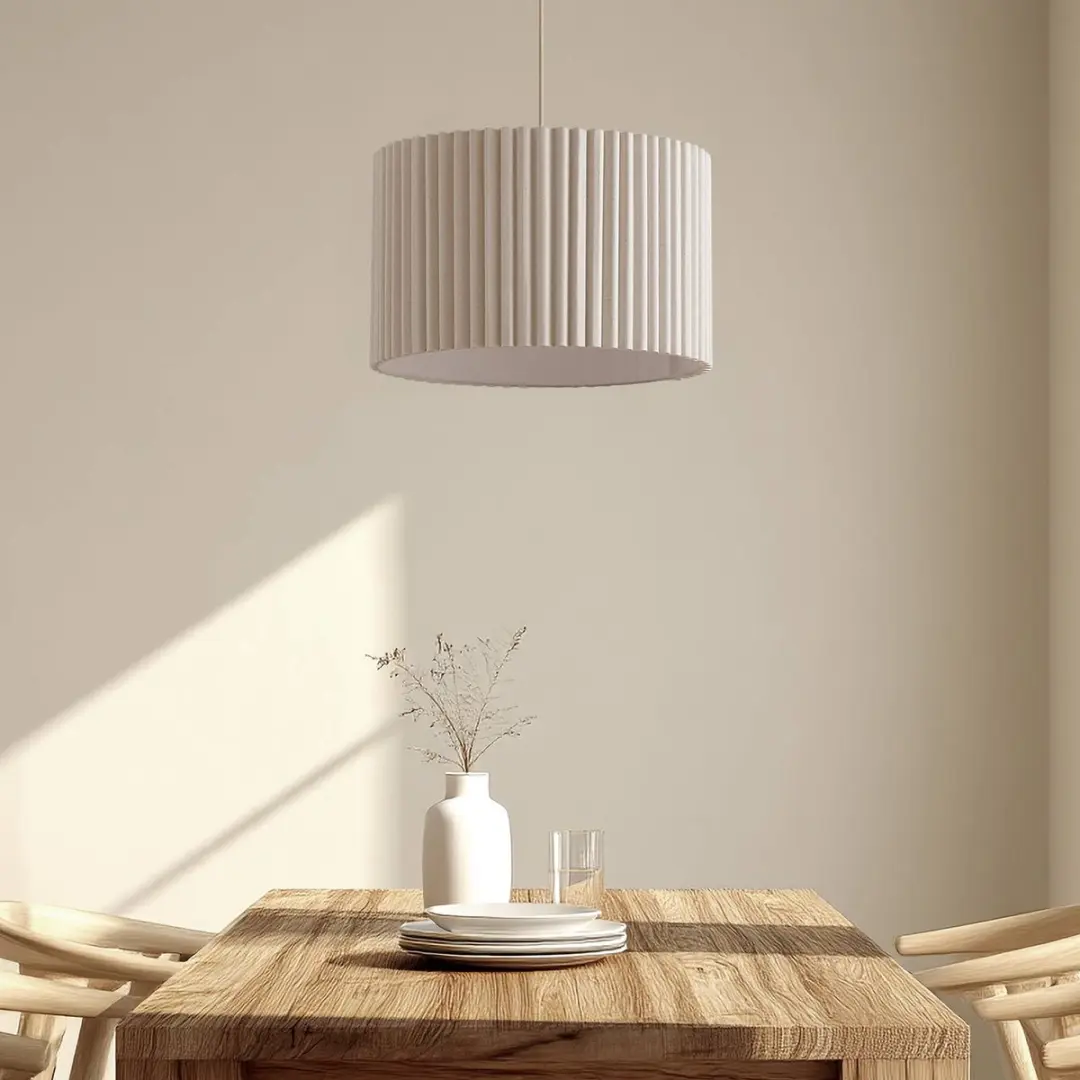 Lindby Hanglamp 1 Licht Linnen Metaal Ø45cm - E27 - Crème