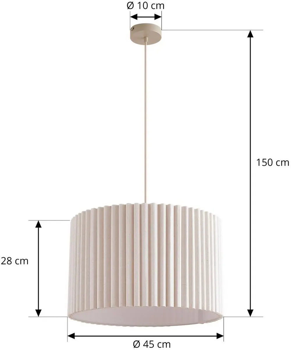 Lindby Hanglamp 1 Licht Linnen Metaal Ø45cm