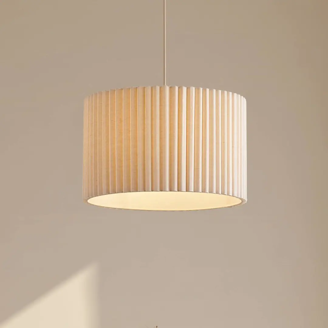 Lindby Hanglamp 1 Licht Linnen Metaal Ø45cm - E27 - Crème
