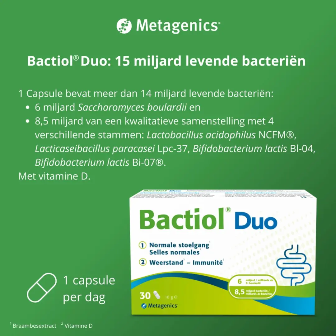 Metagenics Bactiol Duo Biotica & Gist 30 Capsules