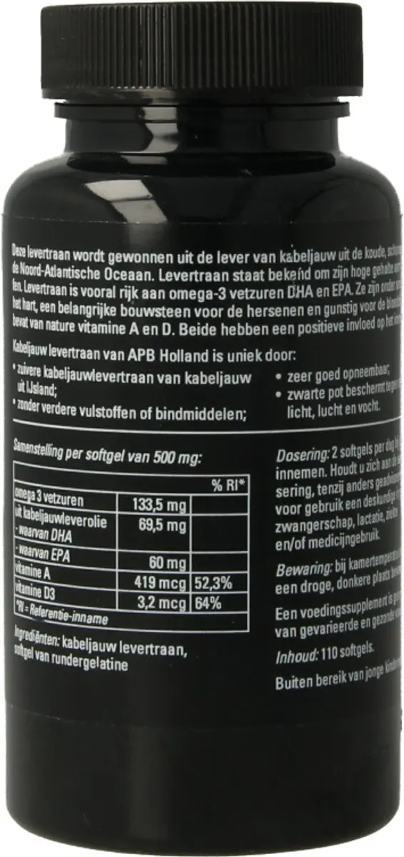 APB Holland Levertraan Kabeljauw 500mg - 100 Softgels