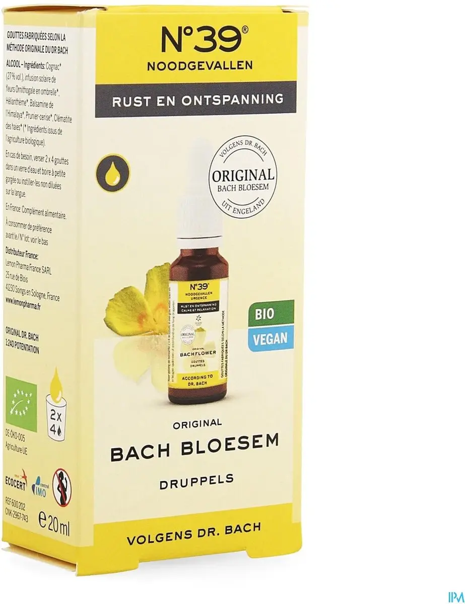 Bach Noodgevallen Druppels Bio 20ml