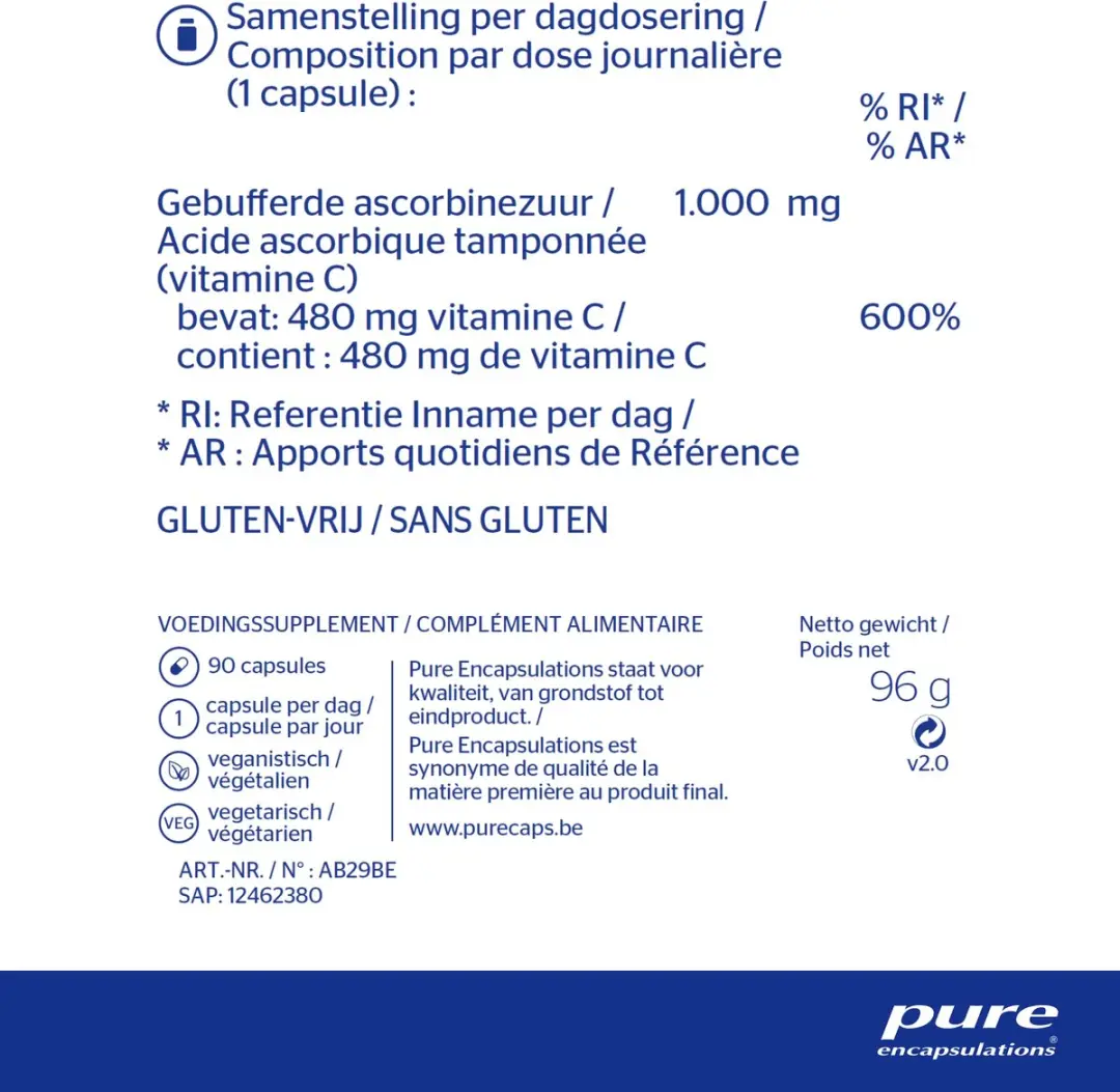 Pure Encapsulations Vitamine C 1000 Gebufferd 90 Capsules