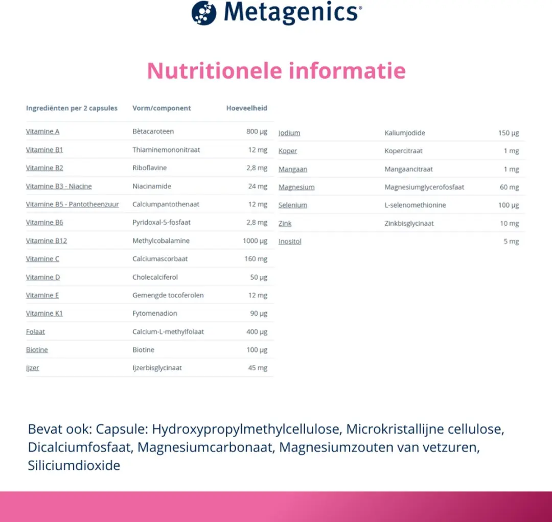 Metagenics Barinutrics Prenatal Zwangerschapssupplement 60 Capsules