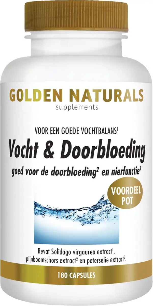 Golden Naturals Vocht & Doorbloeding Vegan Capsules 180 Stuks