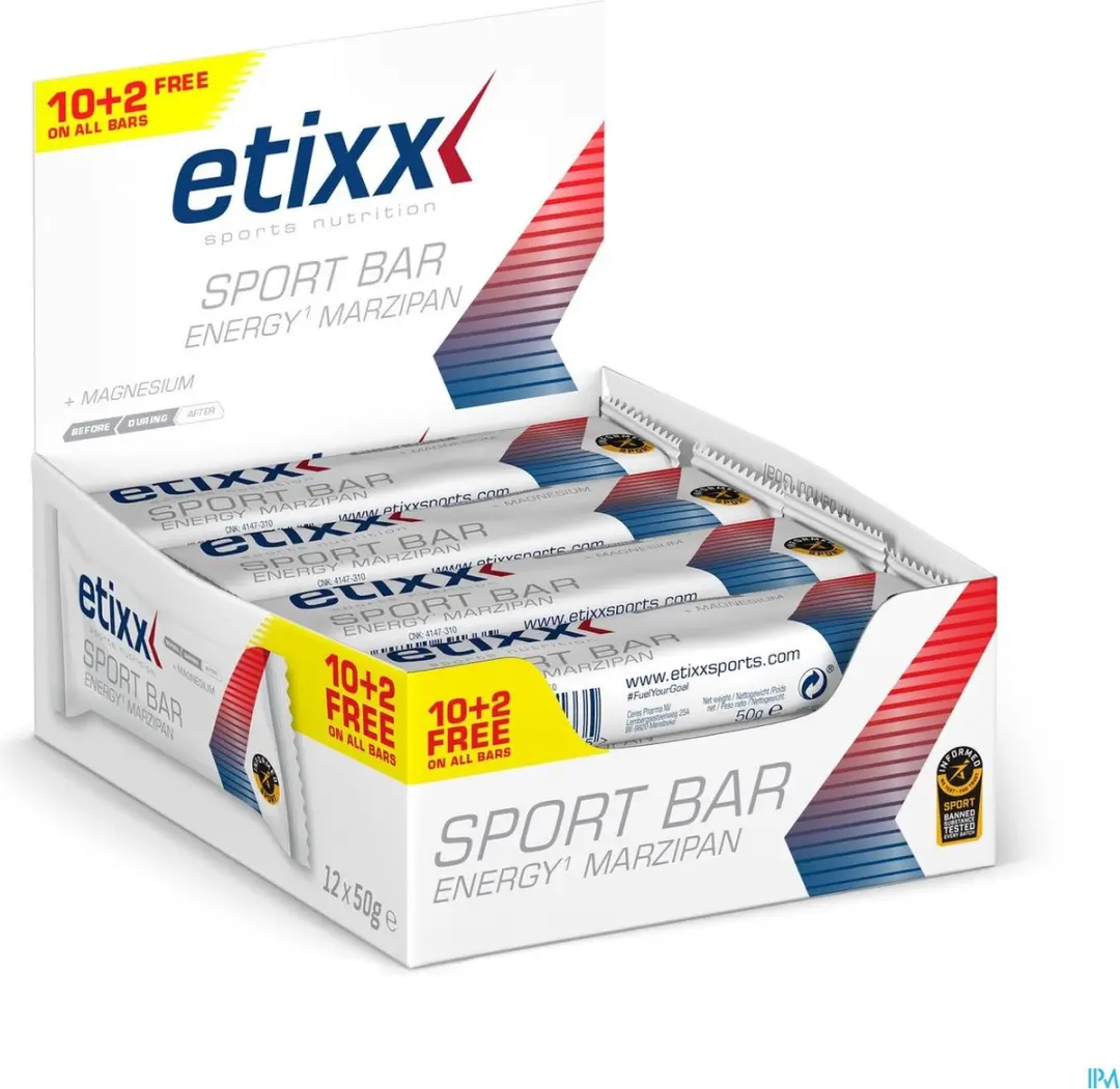 Etixx Energy Marzipan Sportreep 12x50g - Koolhydraatrijk