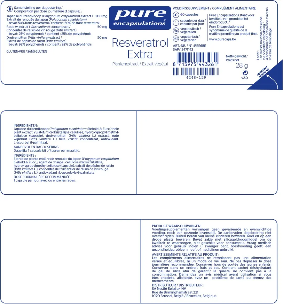 Pure Encapsulations Resveratrol Extra 200mg Capsules - 60 Stuks