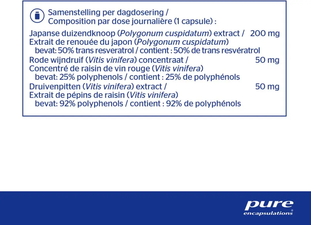 Pure Encapsulations Resveratrol Extra 200mg Capsules - 60 Stuks