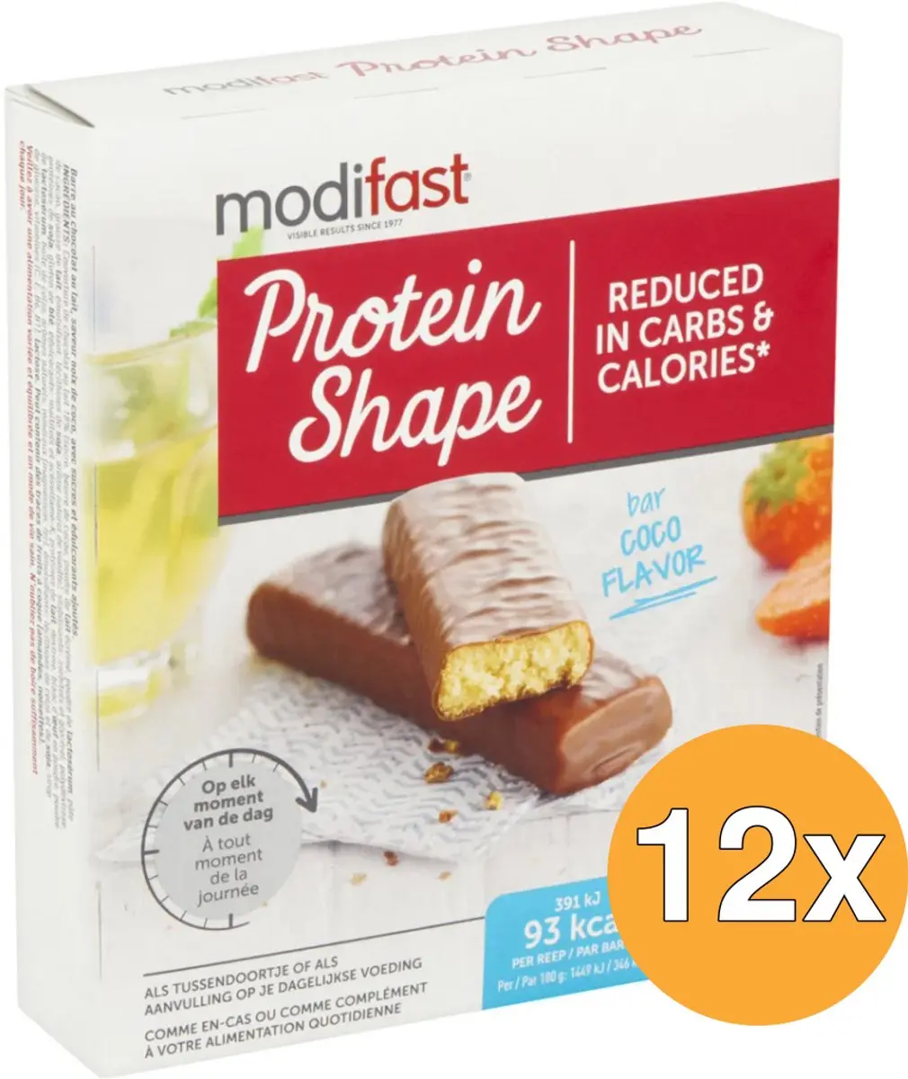 Modifast ProtiPlus Reep Chocolade-Kokos - 12 Stuks
