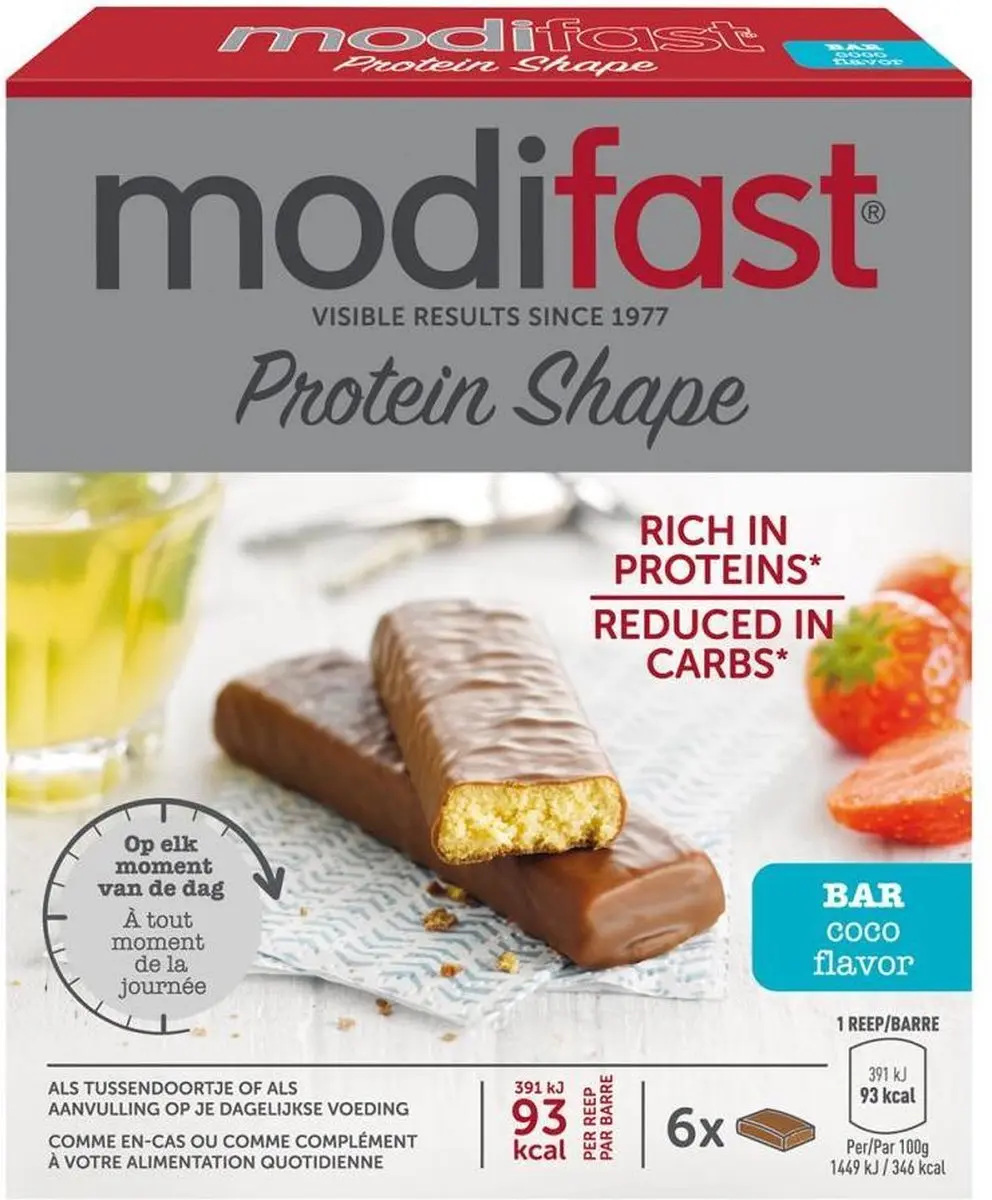 Modifast ProtiPlus Reep Chocolade-Kokos - 12 Stuks
