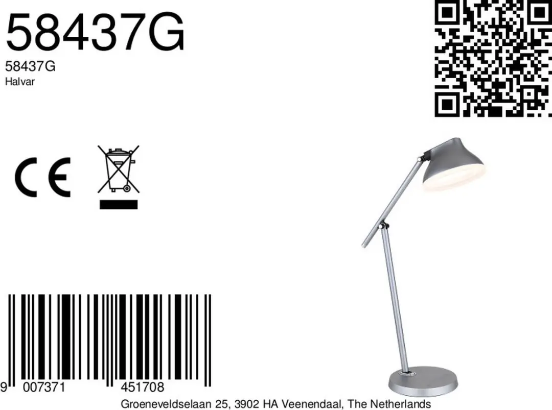 Globo Halvar LED Tafellamp - 15cm Grijs
