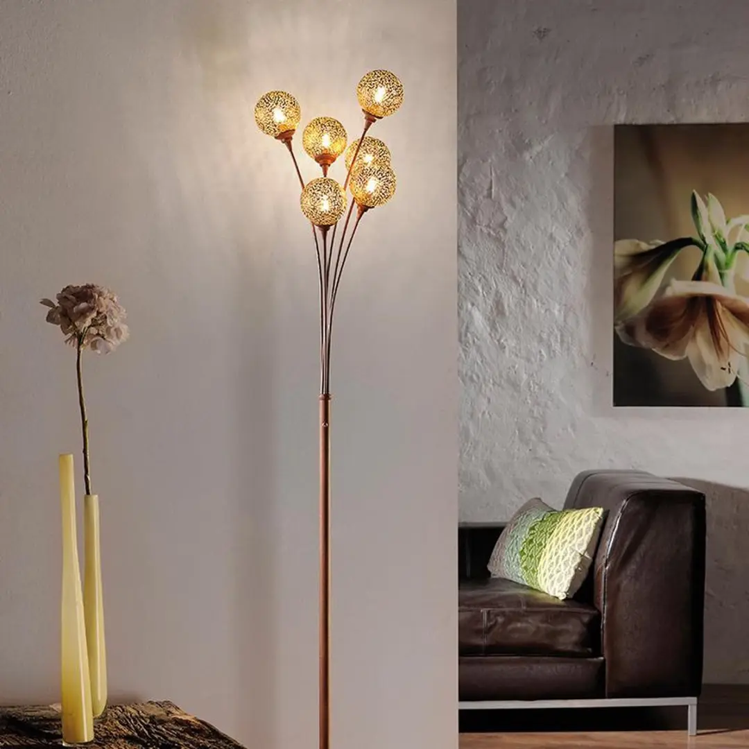 Paul Neuhaus Kreta Art Deco Vloerlamp 6-Lichts - Roestbruin