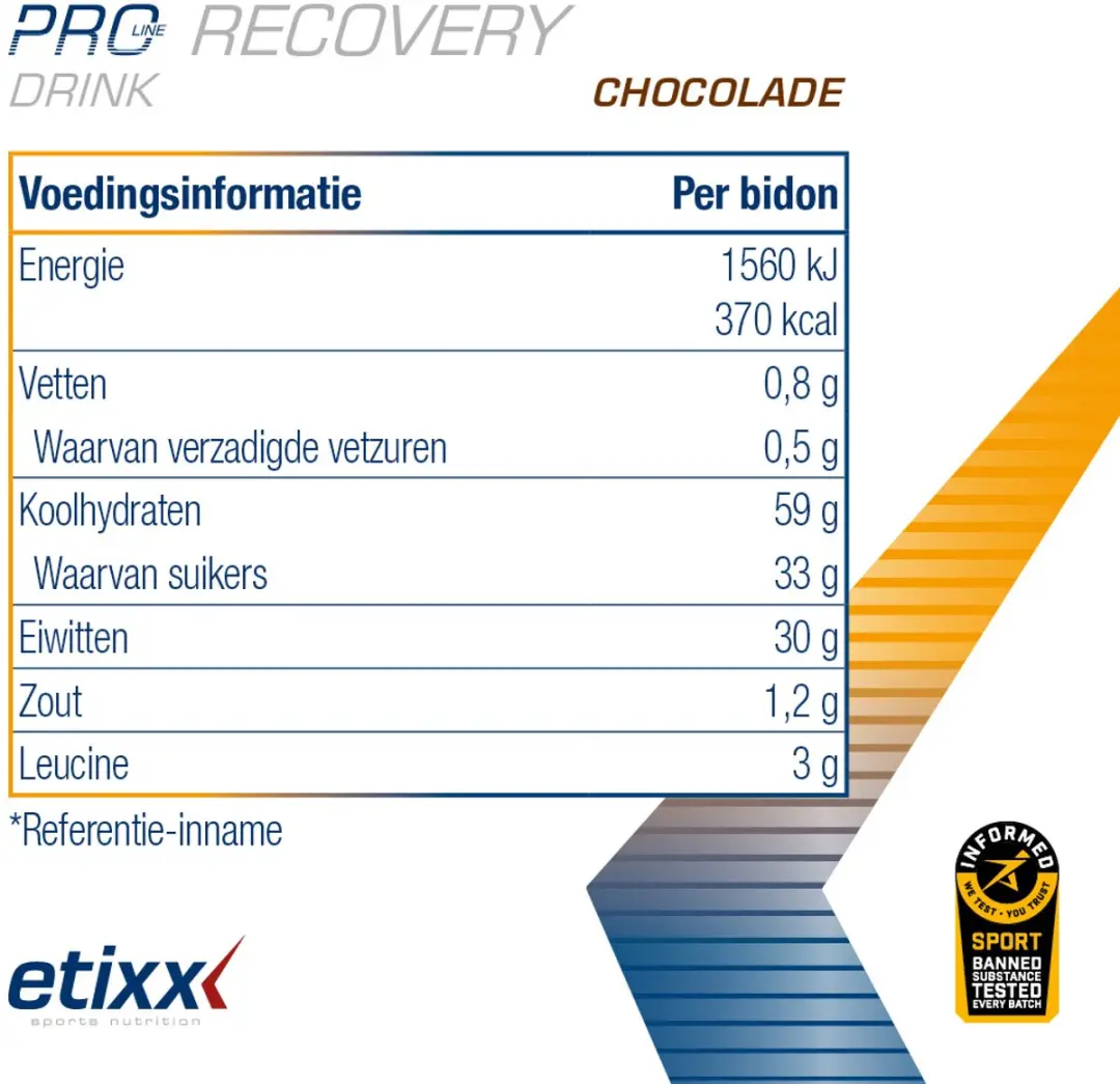 Etixx PRO LINE Recovery Shake Chocolade 1000g