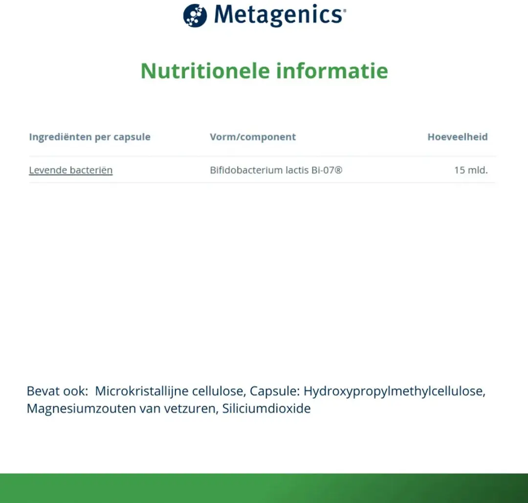 Metagenics Bactiol Bifidus Bi-07 60 Capsules