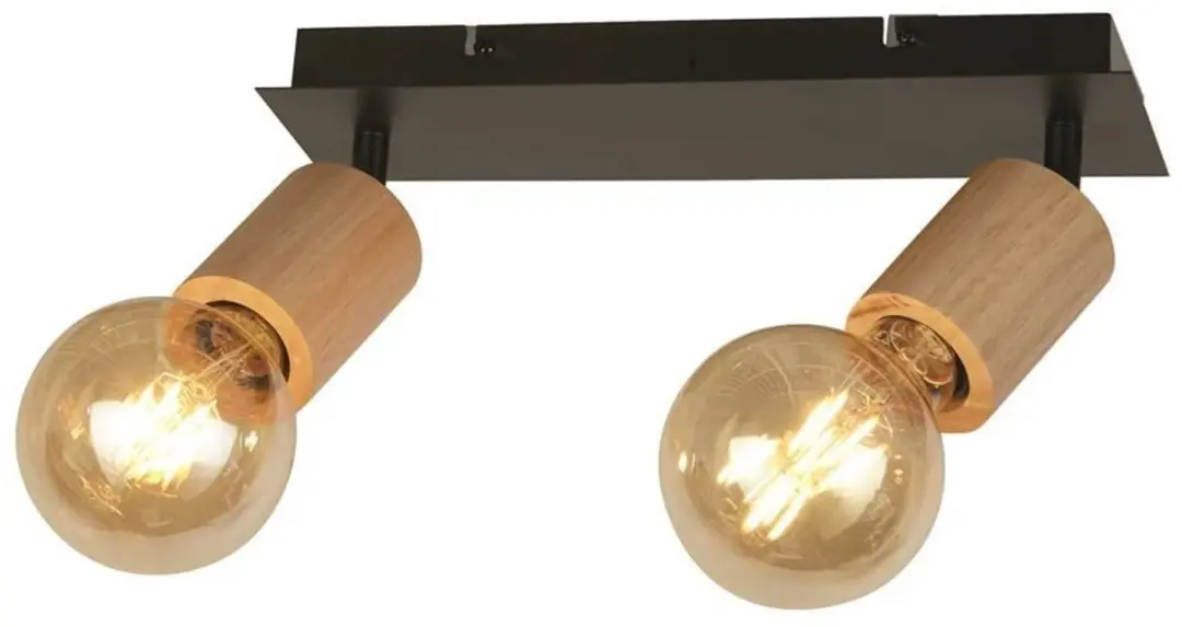 Searchlight Spinny Spot Plafondlamp - Zwart/Hout