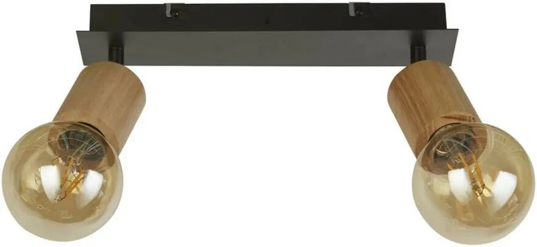 Searchlight Spinny Spot Plafondlamp - Zwart/Hout