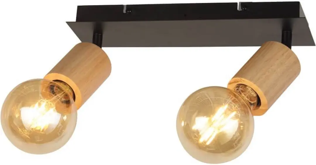 Searchlight Spinny Spot Plafondlamp - Zwart/Hout