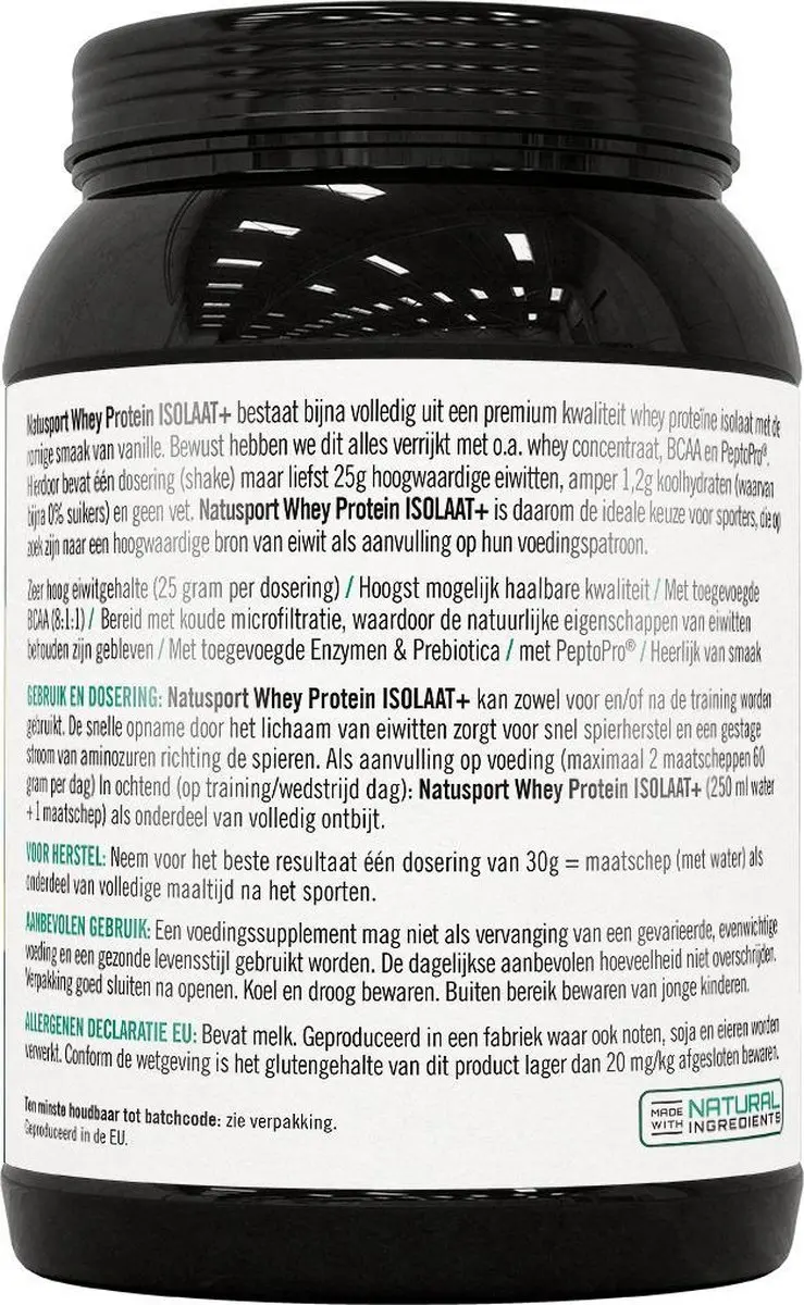 Natusport Whey Protein Isolaat+ Aardbei 450g