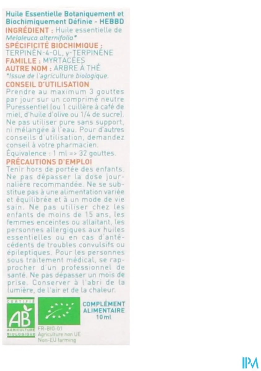 Puressentiel Tea Tree Olie Bio 10ml - afbeelding 6 van 6