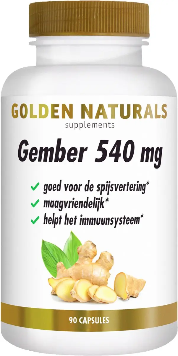 Golden Naturals Gember 540mg Veganistische Capsules - 90 Stuks