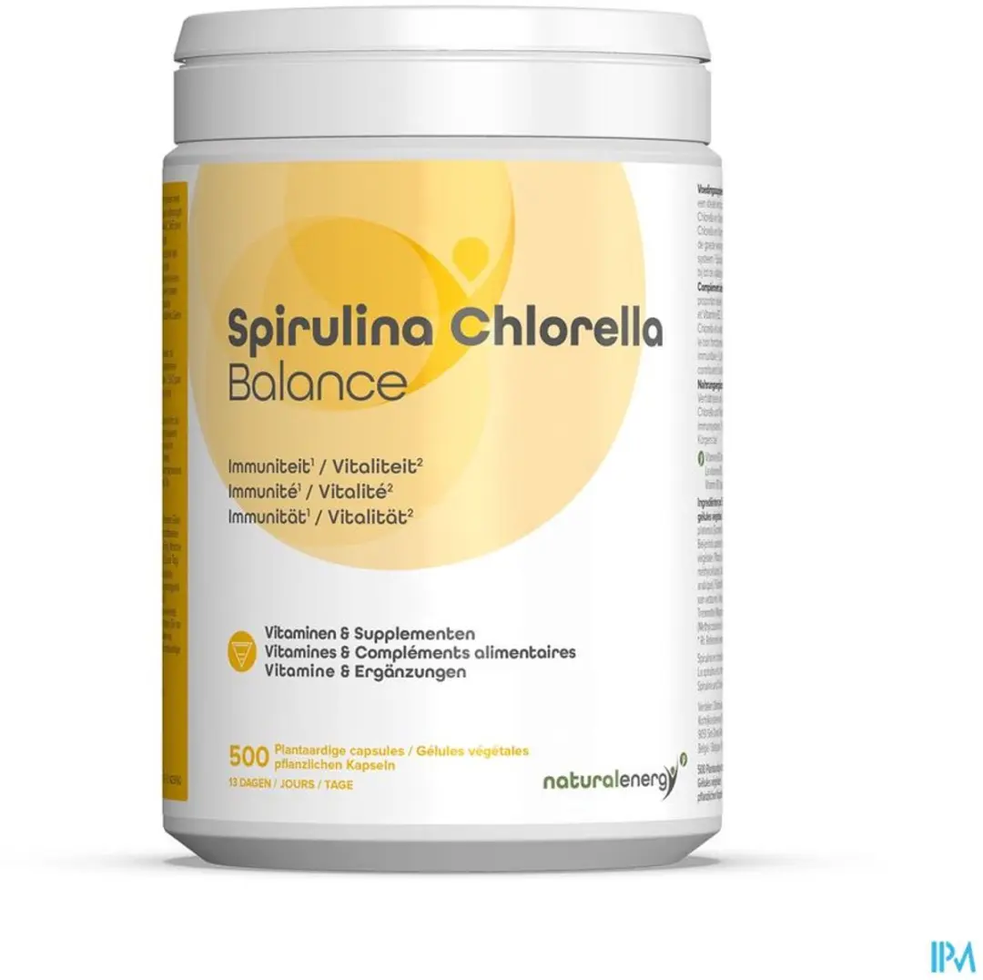 Natural Energy Spirulina Chlorella Capsules 500 Stuks