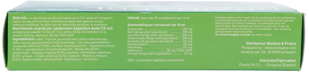 Purasana Drainapol Ampullen 200ml - 20 Stuks