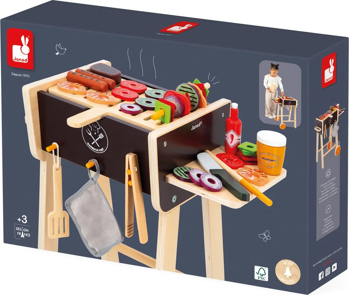 Janod Barbecue Multicolor - 36 Accessoires - FSC Hout