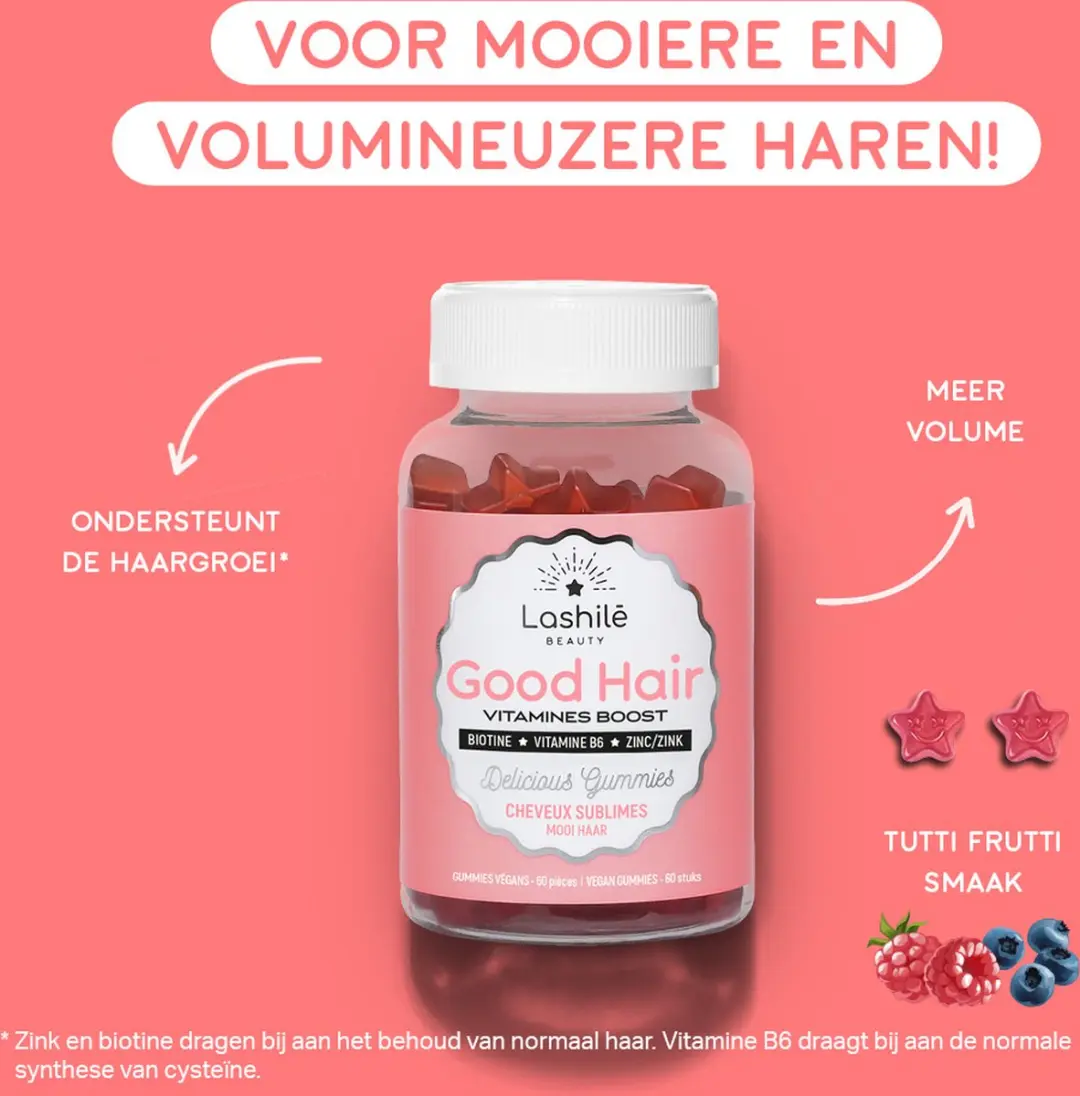 Lashilé Beauty Good Hair Haarvitamines 60 Gummies - Suikervrij