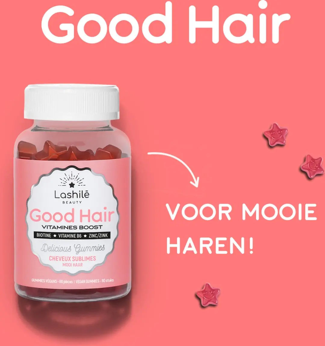 Lashilé Beauty Good Hair Haarvitamines 60 Gummies - Suikervrij