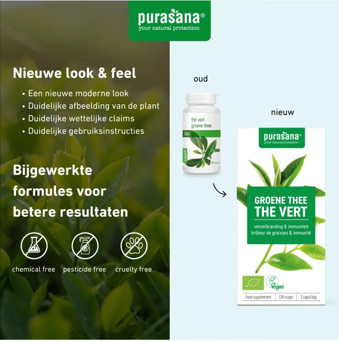 Purasana Groene Thee Extract Bio - 120 Capsules