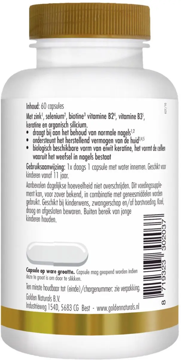 Golden Naturals Nagel Support 60 Vegetarische Capsules