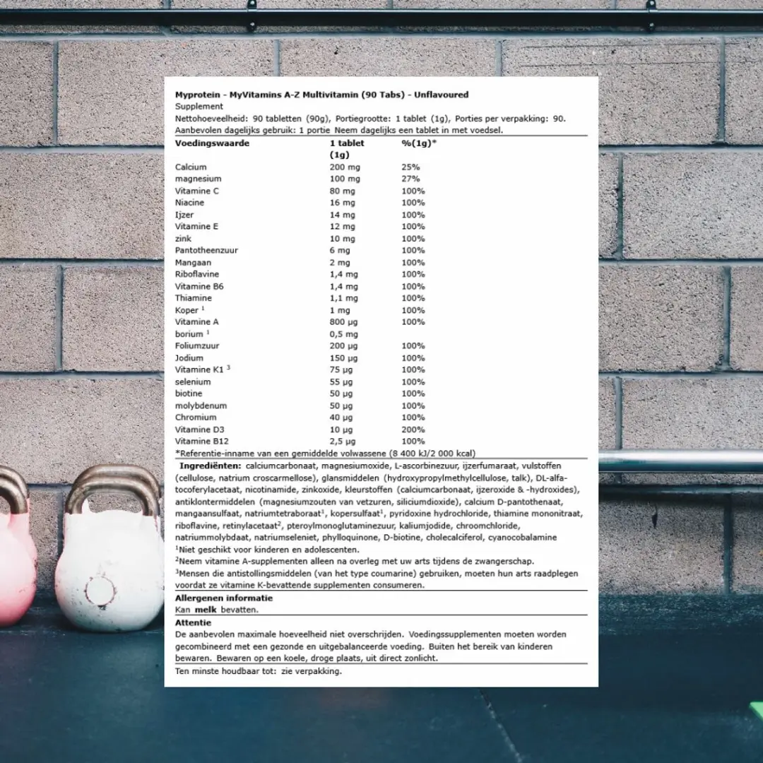 Myprotein MyVitamins A-Z Multivitaminen Complex 90 Stuks