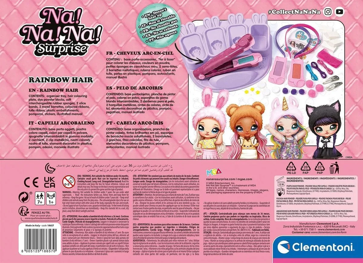 Clementoni Haarkit Na!na!na! Surprise Rainbow - Roze 3-delig