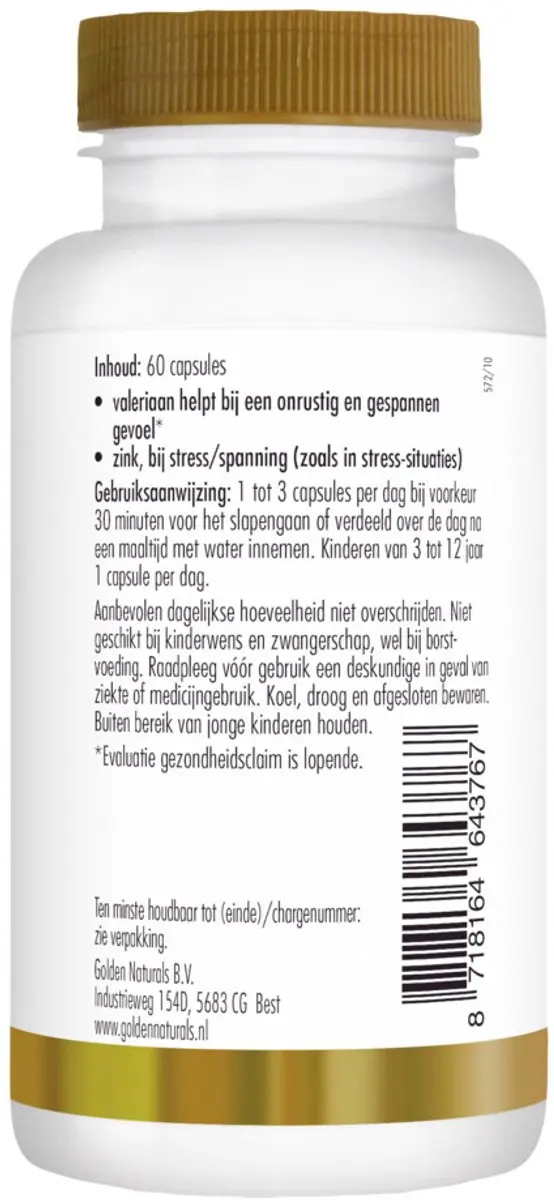 Golden Naturals Valeriaan 1600mg 60 Vegan Capsules