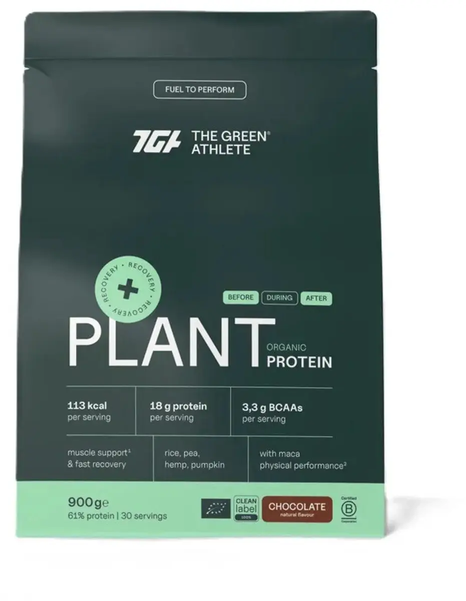 The Green Athlete Plant Protein Choco Bio 900g - afbeelding 6 van 6
