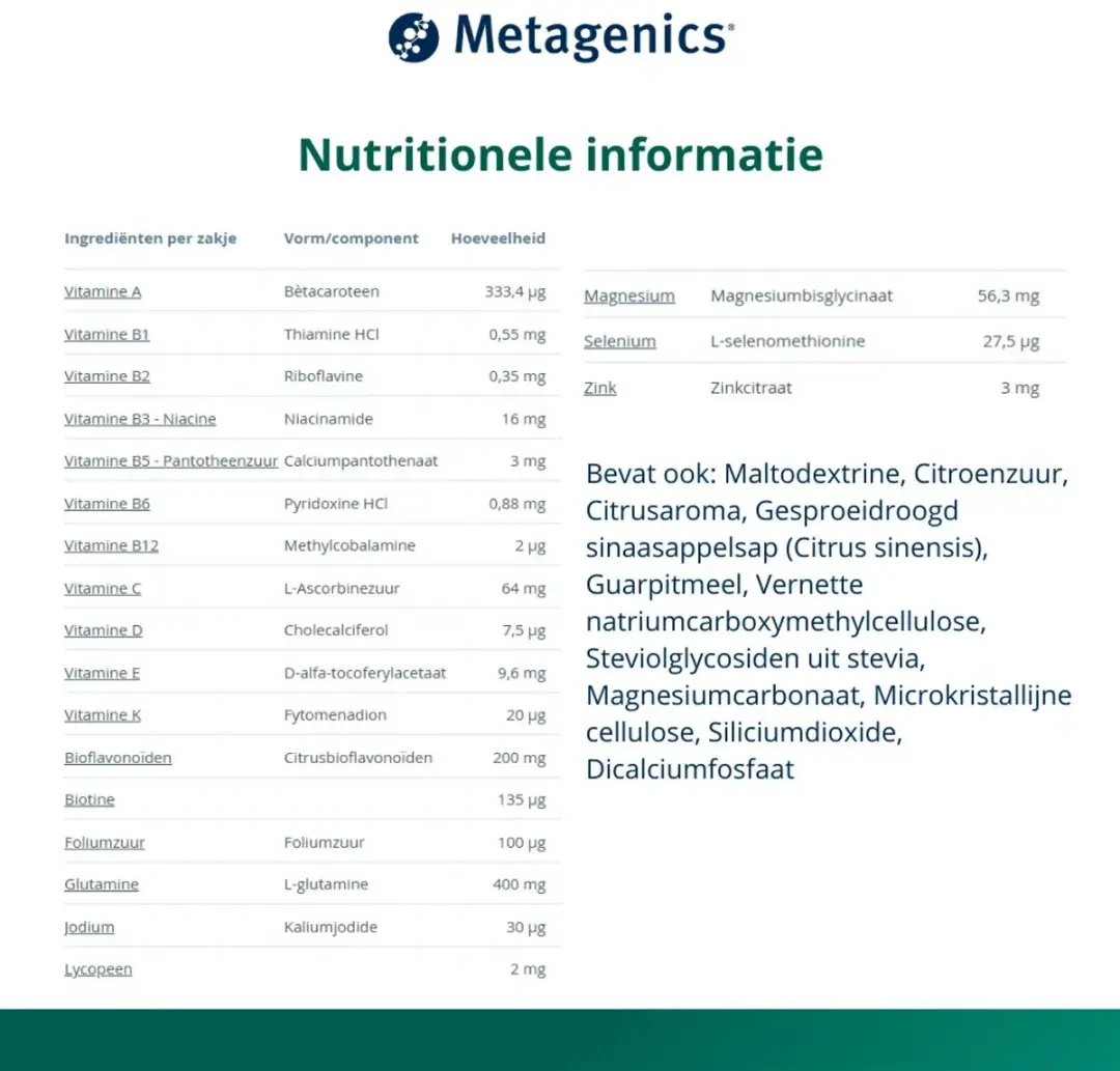 Metagenics Multigenics Junior Zakjes 30 Stuks - 180g