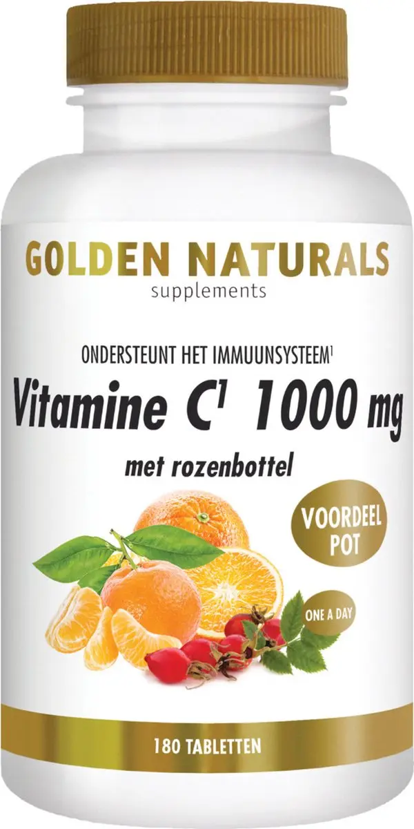 Golden Naturals Vitamine C 1000mg Rozenbottel 180 Tabletten