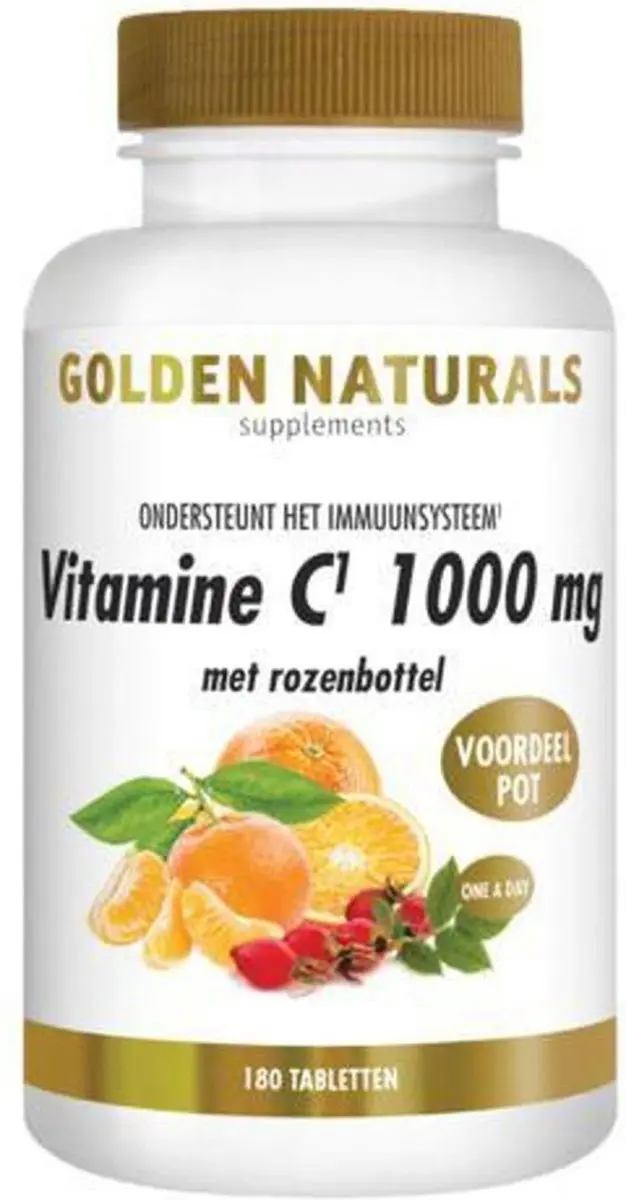 Golden Naturals Vitamine C 1000mg Rozenbottel 180 Tabletten