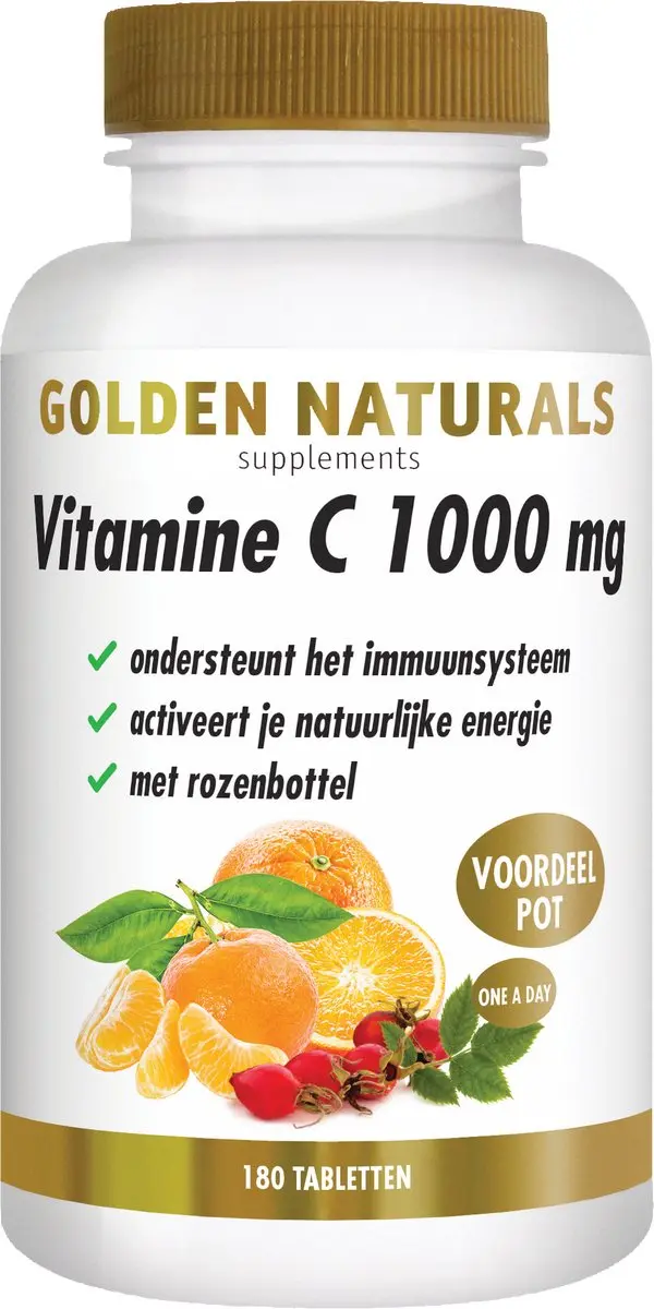 Golden Naturals Vitamine C 1000mg Rozenbottel 180 Tabletten