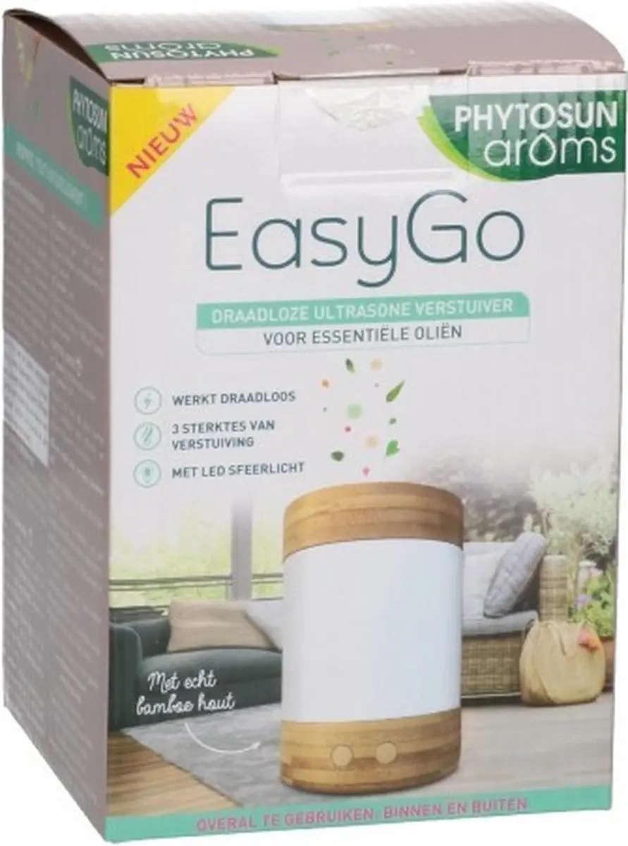 Phytosun Easygo 4268173 Draadloze Ultrasone Verstuiver - 30 m² - Bamboe/Wit