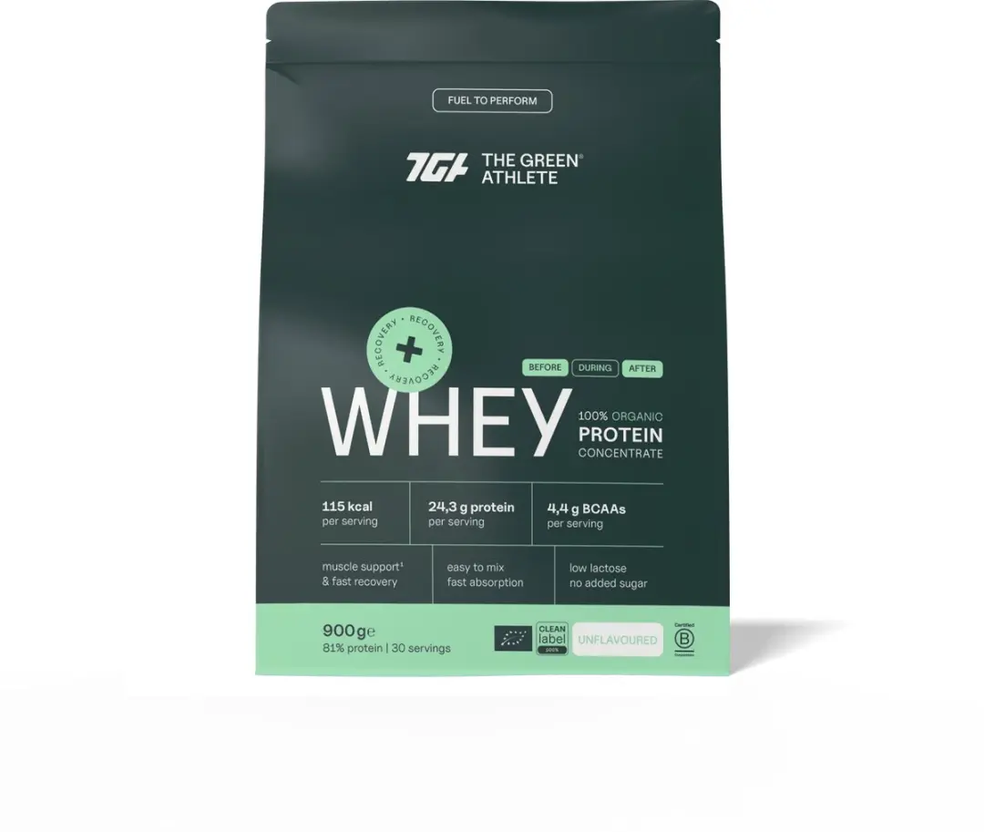 The Green Athlete Whey Protein Concentraat 900g - Ongearomatiseerd Bio