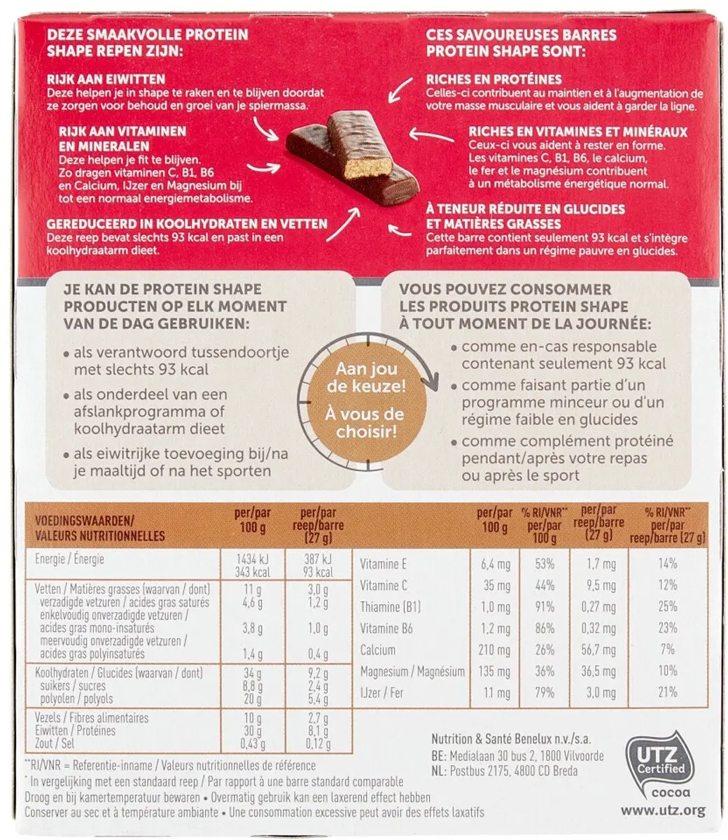 Modifast Protein Shape Reep Chocolade - 6x27g