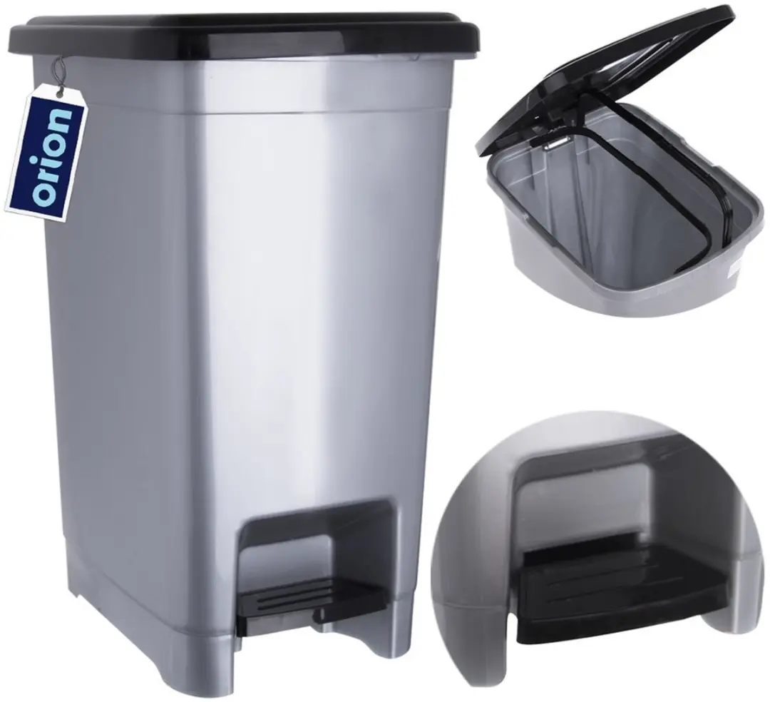 Orion Smalle Afvalemmer 25L Pedaalbediening - Grijs/Zwart