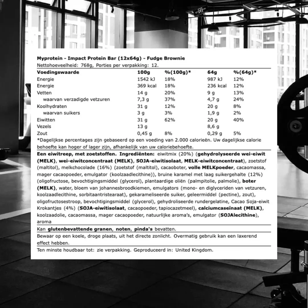 Myprotein Impact Eiwitrepen 12x64g Fudge Brownie