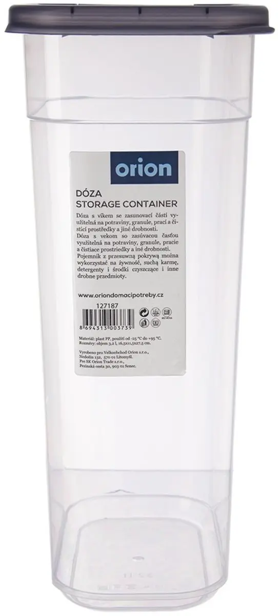 Orion Grey Serie Voorraadcontainer 3,2L - Doseerfunctie - Transparant